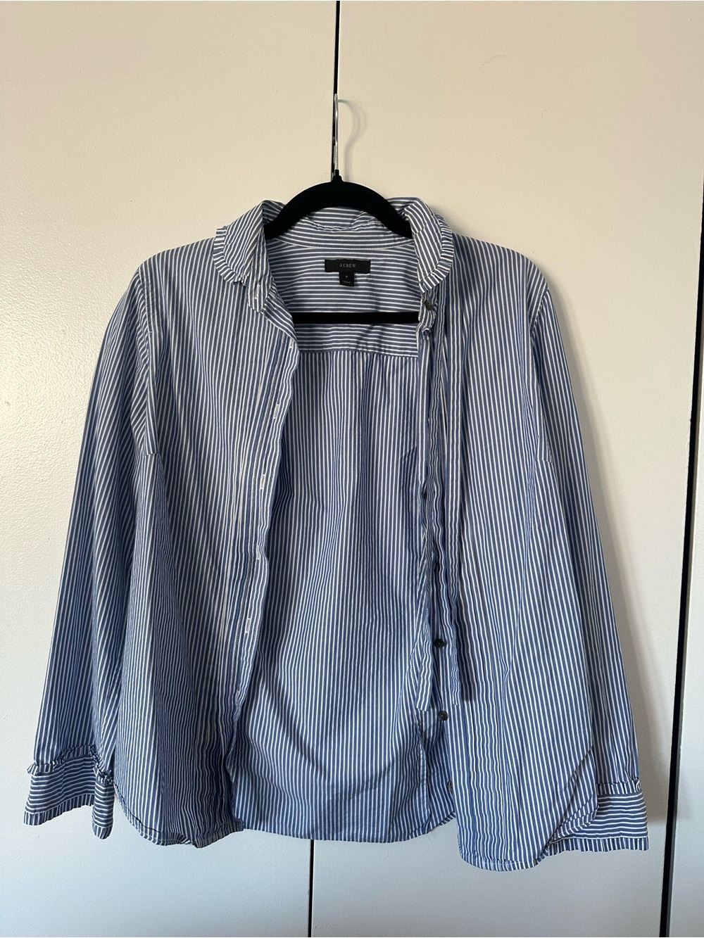 J. Crew Womens Blue White Striped Button-Down Shirt